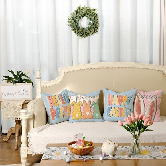 Happy Easter Pillow Covers 20x20 Inch Set of 4 / BRAND NEW - Picture 5 of 7